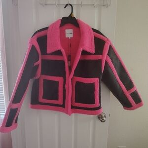 Fashion Nova Pink and Black Leather Jacket